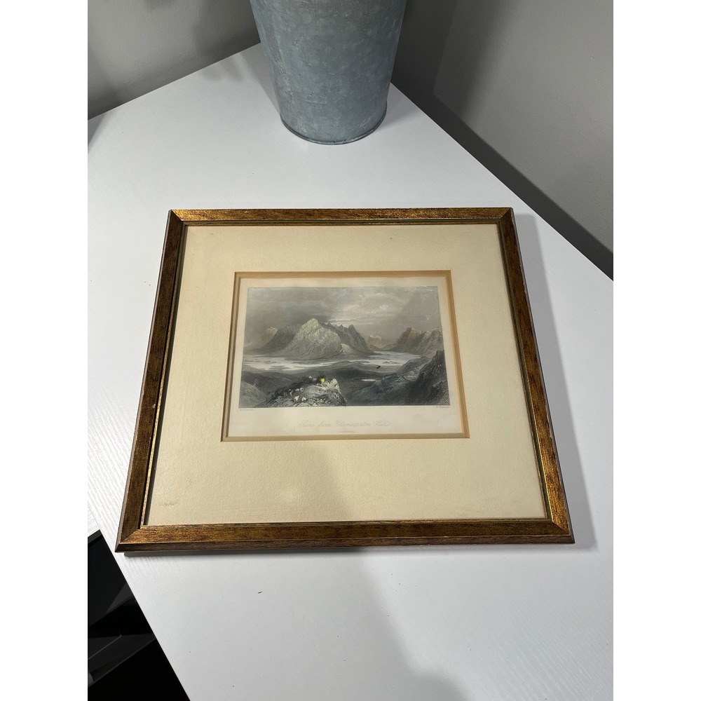 Antique Engraving Print W. H. Bartlett Scene from Clonacartan‎ Hill Connemara